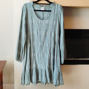 Arula Women's Boho Sage Green Babydoll Peasant Dress